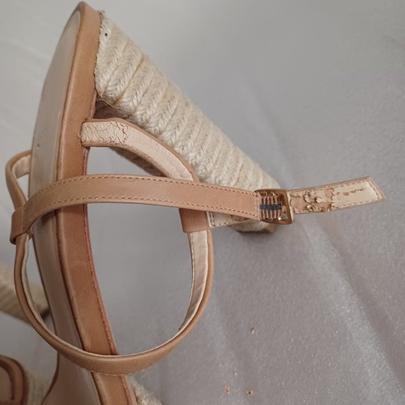 Talbots Tan Heels Sandals Leather Upper Spadrilles - Picture 12 of 13